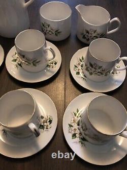 VTG Retro Late 70's Complete Mayfair Bone China Coffee Set 15 pce Gilded Unused