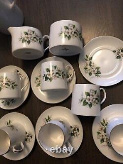 VTG Retro Late 70's Complete Mayfair Bone China Coffee Set 15 pce Gilded Unused