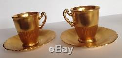 VTG Syracuse China Shelledge Gold Hand Painted Coffee Pot & Cups W Saucers Set