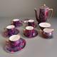 Victoria Czechoslovakia Purple Marble Coffee Set Vintage Art Deco Lusterware