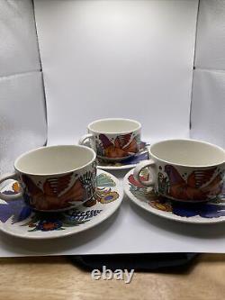 Villeroy & Boch ACAPULCO Milano Pattern Coffee Cup & Saucer 3 Sets