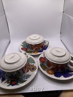 Villeroy & Boch ACAPULCO Milano Pattern Coffee Cup & Saucer 3 Sets