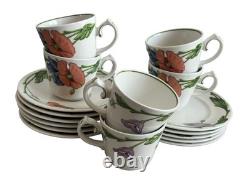 Villeroy & Boch Amapola Vintage Tea Coffee Set 17pc Cups Saucers Plates Germany