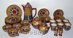 Vintage 1000 Faces Japanese 34 Piece Porcelain Tea & Coffee Set Near Mint