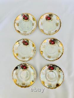 Vintage 15 Pc Lustreware Coffee Set Romantic Couple Pearl Luster Porcelain Gold