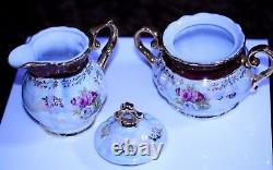Vintage 15 Piece CHINA Coffee Set Japanese'FRESH' design Mother of Pearl Effect