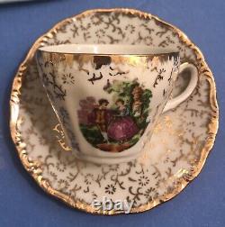 Vintage 17 Pc Empress Japan Demitasse Coffee Tea Set Love Story Fragonard