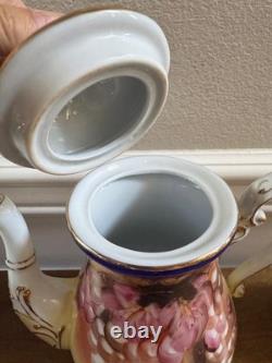 Vintage 17 Pc Limoges China Tea Coffee Set Cobalt Blue Gold Grapes Repro