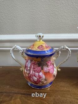 Vintage 17 Pc Limoges China Tea Coffee Set Cobalt Blue Gold Grapes Repro