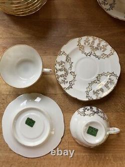 Vintage 1920s Limoges White & Gold Coffee Service 10 Place Settings Plus Extras