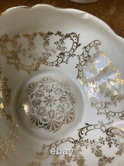 Vintage 1920s Limoges White & Gold Coffee Service 10 Place Settings Plus Extras