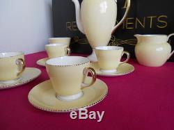 Vintage 1940's Wedgwood April Colours Yellow Coffee Pot Set Saucers Cups Sugar