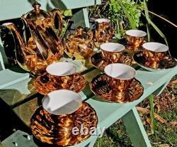 Vintage 1940s+ St Kilda Fine China LUSTREWARE 17Pc ESPRESSO DEMITASSE Coffee Set