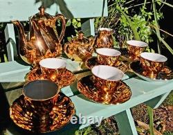 Vintage 1940s+ St Kilda Fine China LUSTREWARE 17Pc ESPRESSO DEMITASSE Coffee Set