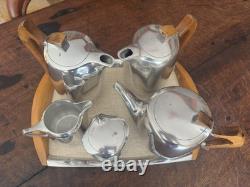 Vintage 1950/60 Piquot Ware 5 Piece Tea & Coffee Set With Original Tray