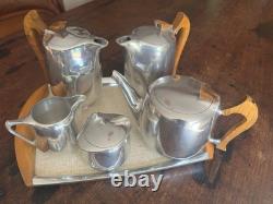 Vintage 1950/60 Piquot Ware 5 Piece Tea & Coffee Set With Original Tray