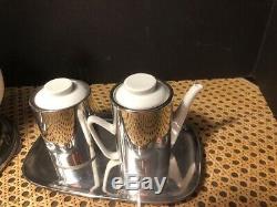 Vintage 1950 HKE of Germany Porcelain Tea/Coffee Set with Sterling Plate Covers/