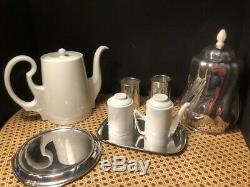Vintage 1950 HKE of Germany Porcelain Tea/Coffee Set with Sterling Plate Covers/