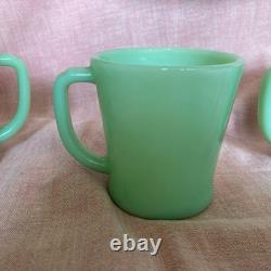 Vintage 1950's Fire King Jadeite D Handle Coffee Mugs Set of 6
