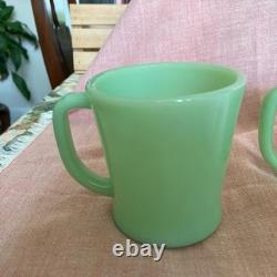 Vintage 1950's Fire King Jadeite D Handle Coffee Mugs Set of 6