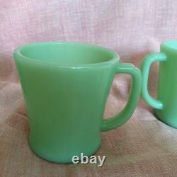 Vintage 1950's Fire King Jadeite D Handle Coffee Mugs Set of 6