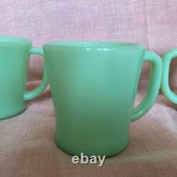 Vintage 1950's Fire King Jadeite D Handle Coffee Mugs Set of 6