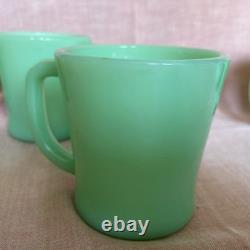 Vintage 1950's Fire King Jadeite D Handle Coffee Mugs Set of 6