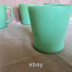 Vintage 1950's Fire King Jadeite D Handle Coffee Mugs Set of 6