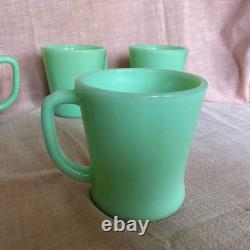Vintage 1950's Fire King Jadeite D Handle Coffee Mugs Set of 6