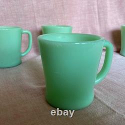 Vintage 1950's Fire King Jadeite D Handle Coffee Mugs Set of 6