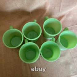 Vintage 1950's Fire King Jadeite D Handle Coffee Mugs Set of 6