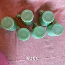 Vintage 1950's Fire King Jadeite D Handle Coffee Mugs Set of 6