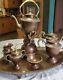 Vintage 1950s 60s Copper And Brass Coffee / Tea Serving Set Mexican Silversmith