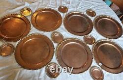 Vintage 1950s 60s Copper and Brass Coffee / Tea Serving Set Mexican Silversmith