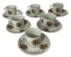 Vintage 1960 Demitasse Cup and Saucer Tea Cup Set Flowers Gold Rim Made in China