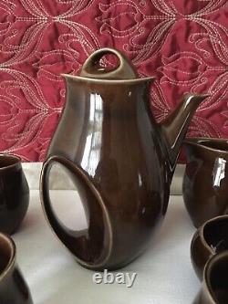 Vintage 1960's HOLKHAM Pottery Owl Eye 7 Piece Coffee Set Tea Set