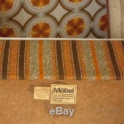 Vintage 1960s/1970s Orange Stripe MOBEL Modular Sofa Set & Coffee Table E. German