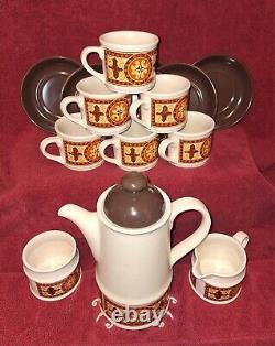 Vintage 1960s/70s Sadler Stoneware 15 Pc Tea/Coffee Set. Border Mission Design
