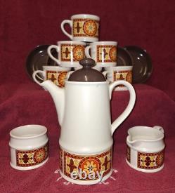 Vintage 1960s/70s Sadler Stoneware 15 Pc Tea/Coffee Set. Border Mission Design