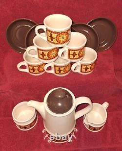 Vintage 1960s/70s Sadler Stoneware 15 Pc Tea/Coffee Set. Border Mission Design