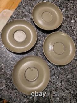 Vintage 1960s Denby Chevron Green 50pc Tea Coffee Set Stoneware Job Lot