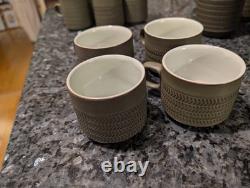 Vintage 1960s Denby Chevron Green 50pc Tea Coffee Set Stoneware Job Lot