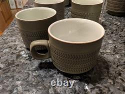 Vintage 1960s Denby Chevron Green 50pc Tea Coffee Set Stoneware Job Lot