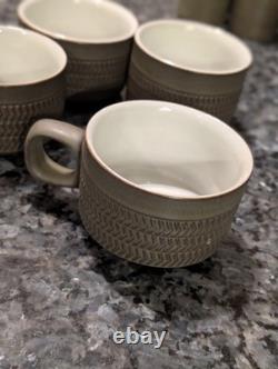 Vintage 1960s Denby Chevron Green 50pc Tea Coffee Set Stoneware Job Lot