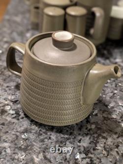 Vintage 1960s Denby Chevron Green 50pc Tea Coffee Set Stoneware Job Lot