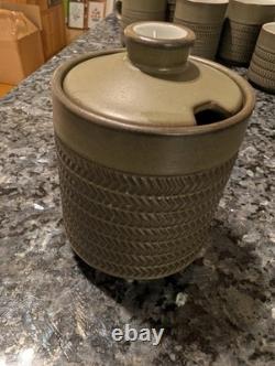 Vintage 1960s Denby Chevron Green 50pc Tea Coffee Set Stoneware Job Lot