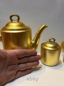 Vintage 1960s GOLD Incrusted Coffee Tea SET Dessert Set POT CREAMER SHUGAR BOWL