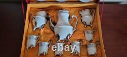 Vintage 1960s Imperial Japan Design White & Gold Tea/Coffee Set + Display Case