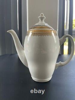 Vintage 1960s Wloclawek Porcelain Coffee Tea Set in white/gold