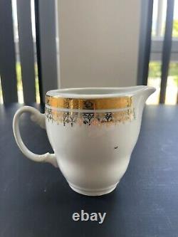 Vintage 1960s Wloclawek Porcelain Coffee Tea Set in white/gold